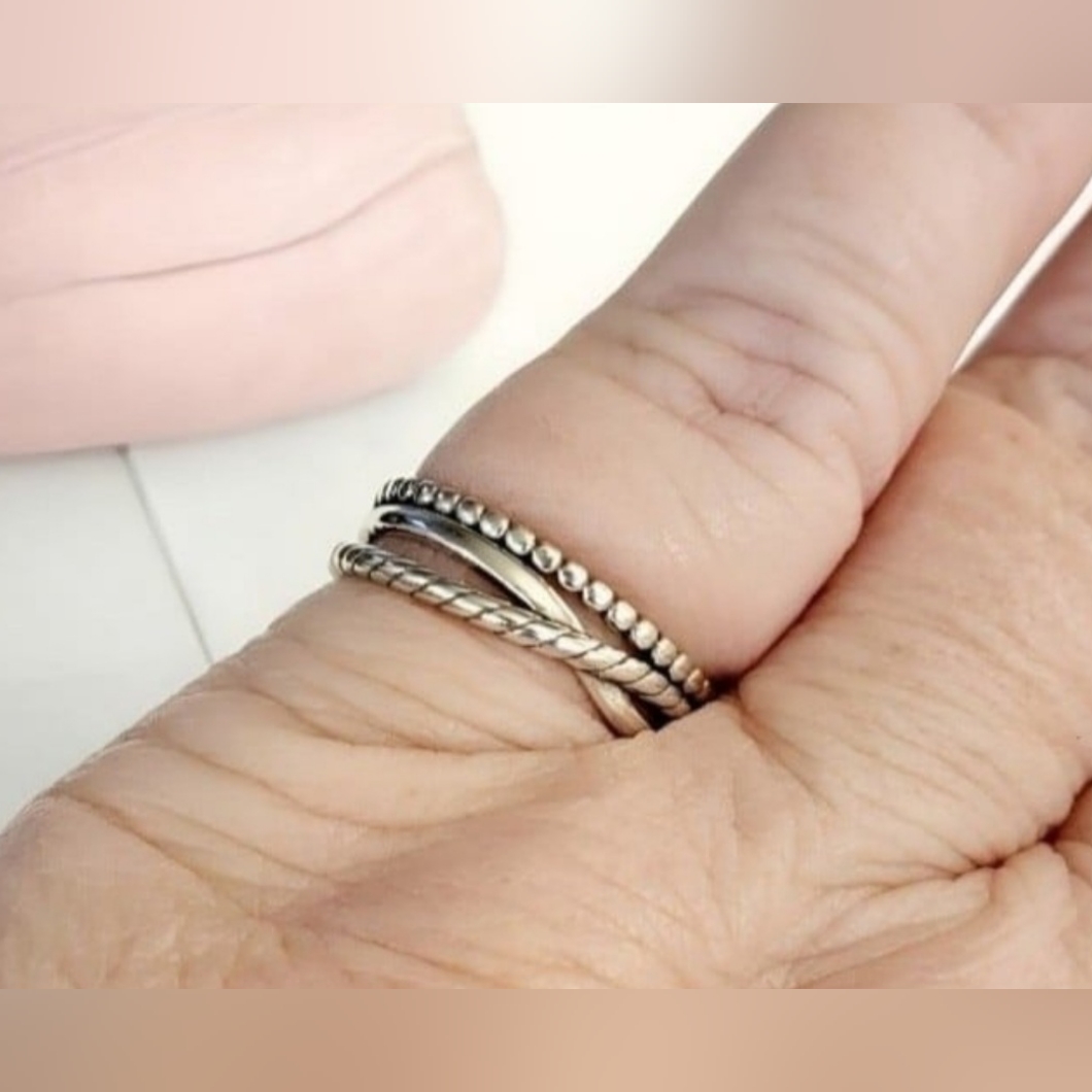 Sterling Silver Layered Ring Womens Jewelry